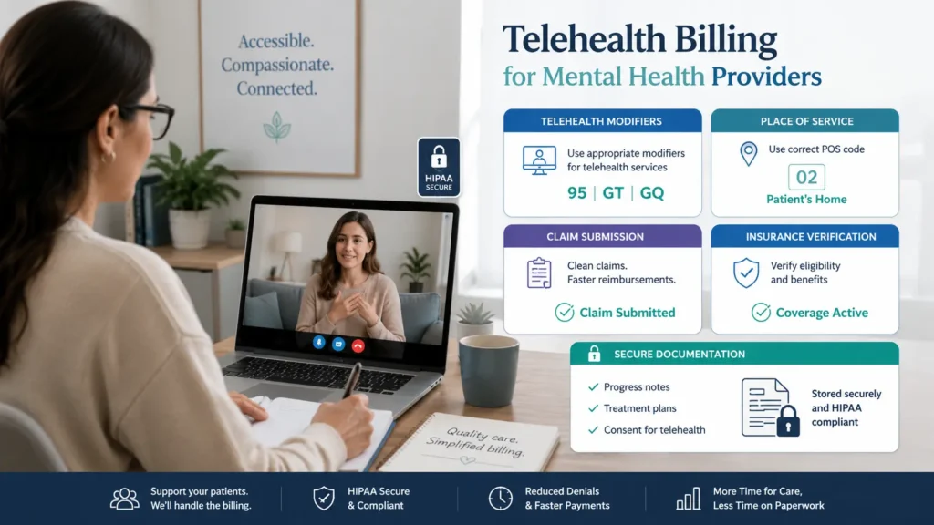 Telehealth billing for mental health providers