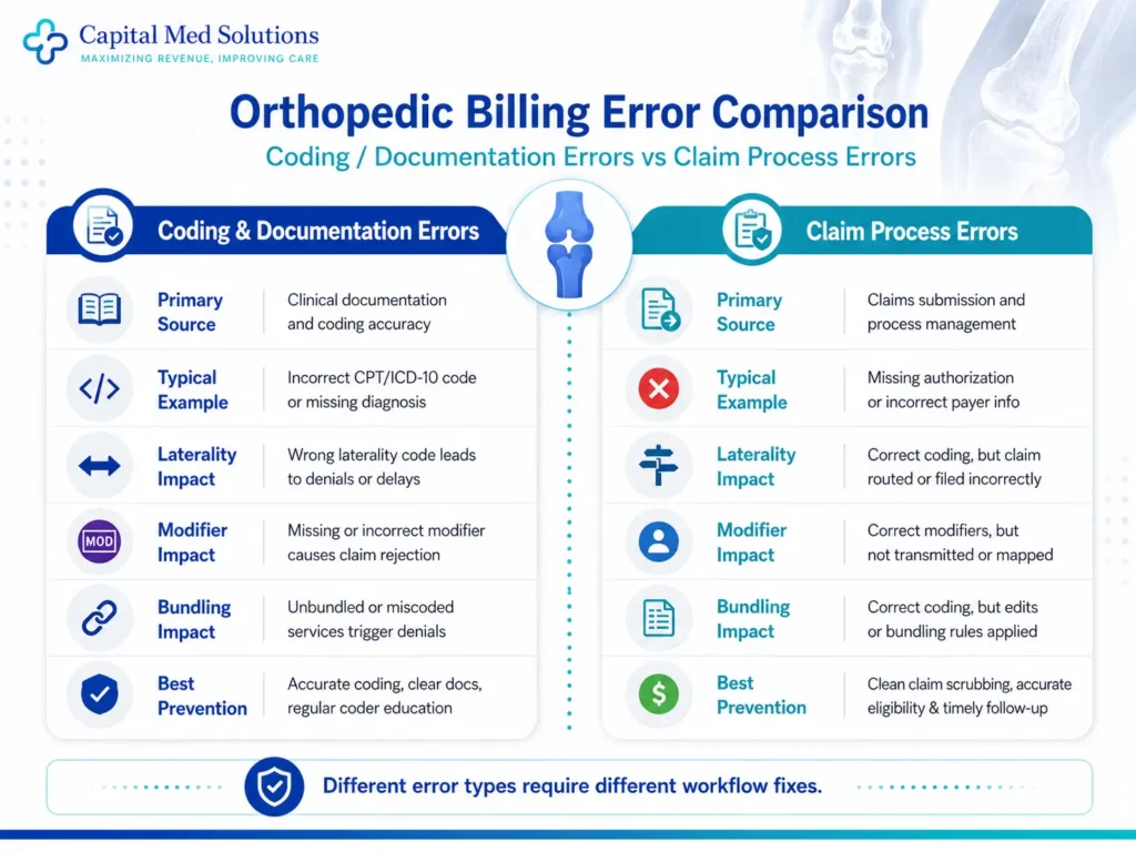 Orthopedic Billing Error Comparison Image